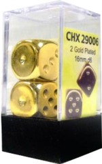 Chessex (2) Gold Plated 12mm d6 (29006)